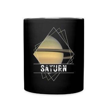 Saturne, planète, système solaire - Mug uni - noir - Devant