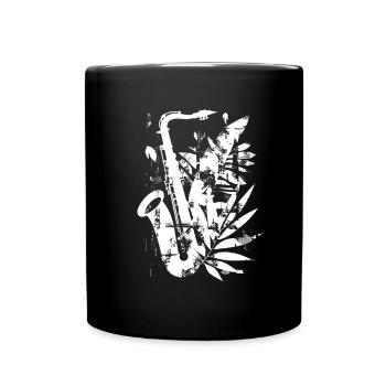 Saxophon Cartoon Stil - Tasse einfarbig - Schwarz - Vorne