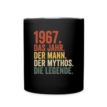 1967 Jahr Mann Mythos Legende Geburtstag - Tasse einfarbig - Schwarz - Vorne