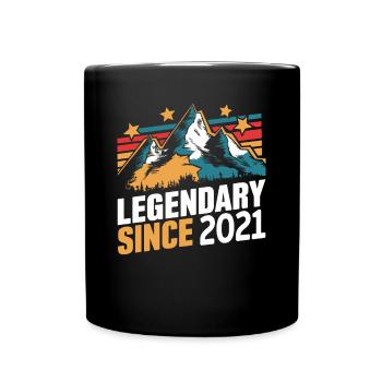 Legendary since 2021 Vintage Mountain Retro Mountains - Full Colour Mug - black - Front