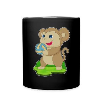 Monkey Volleyball Player Volleyball - Full Colour Mug - black - Front