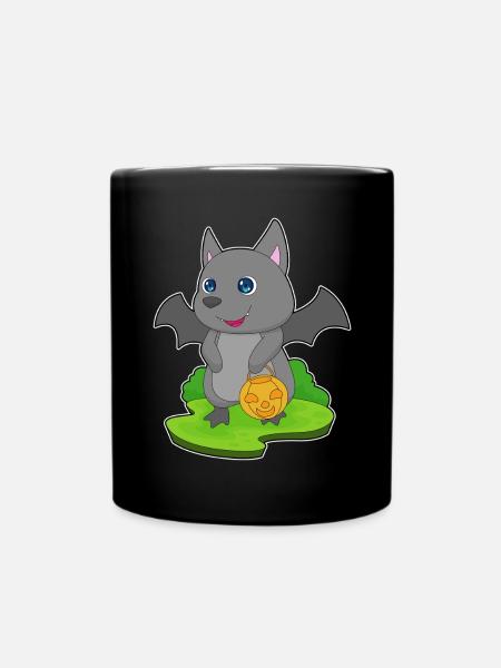 Fledermaus Halloween Kürbis - Tasse einfarbig - Schwarz