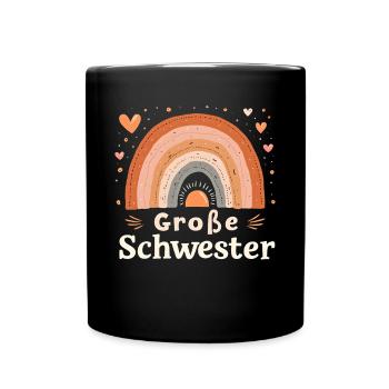 Große Schwester Regenbogen Boho - Tasse einfarbig - Schwarz - Vorne