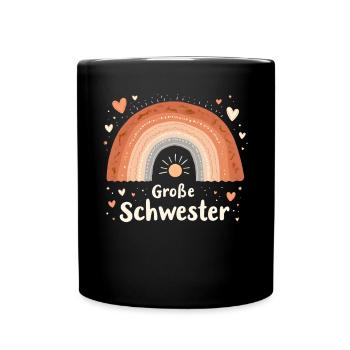 Große Schwester Regenbogen Boho - Tasse einfarbig - Schwarz - Vorne