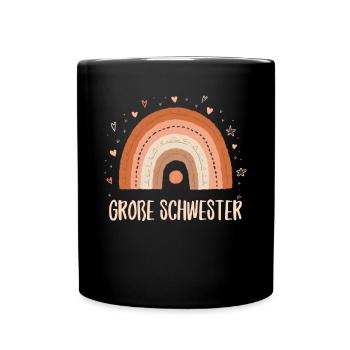 Große Schwester Regenbogen Boho - Tasse einfarbig - Schwarz - Vorne
