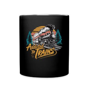 Addicted To Trains - Tasse einfarbig - Schwarz - Vorne