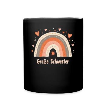 Große Schwester Regenbogen Boho - Tasse einfarbig - Schwarz - Vorne