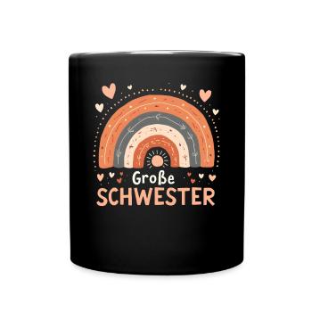 Große Schwester Regenbogen Boho - Tasse einfarbig - Schwarz - Vorne