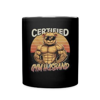 Zertifizierter Fitnessstudio-Ehemann Bär Workout - Tasse einfarbig - Schwarz - Vorne