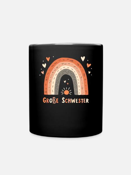 Große Schwester Regenbogen Boho - Tasse einfarbig - Schwarz