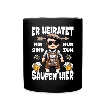 JGA Männer T-Shirt poltern Polterabend Polterer - Tasse einfarbig - Schwarz - Vorne