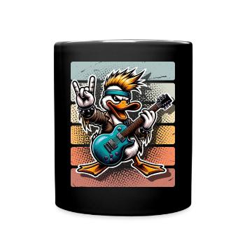 Ente Rock and Roll Gitarrist - Tasse einfarbig - Schwarz - Vorne