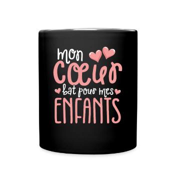Mon Cœur Bat Pour Mes Enfants Loving Parents - Mug uni - noir - Devant