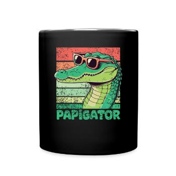 Papigator Vatertag bester Papa Alligator Alligator - Tasse einfarbig - Schwarz - Vorne