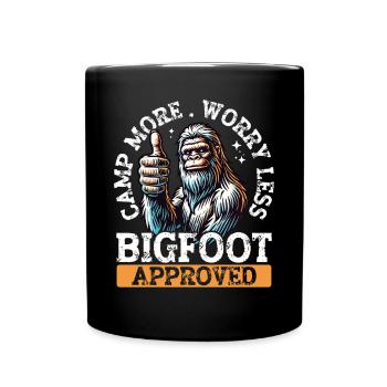 Camp Mehr Sorgen Weniger Bigfoot Genehmigt Lustig - Tasse einfarbig - Schwarz - Vorne