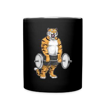 Tiger Bodybuilder Barbell Bodybuilding - Full Colour Mug - black - Front