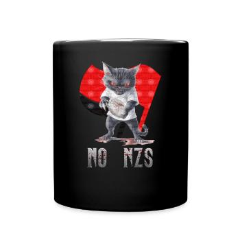 Katze no NZS Antifa - Tasse einfarbig - Schwarz - Vorne