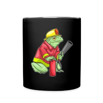 Frog Firefighter Fire Extinguisher Fire Brigade - Full Colour Mug - black - Front