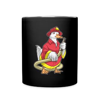 Duck Firefighter Fire Hose Fire Brigade - Full Colour Mug - black - Front