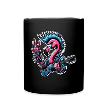 Flamingo Rock and Roll guitarist - Full Colour Mug - black - Front