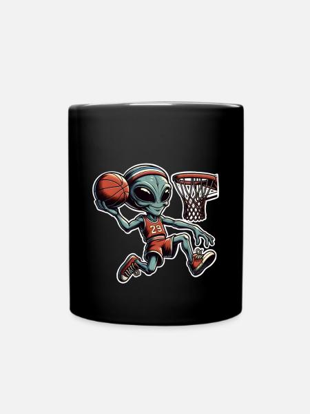 Alien Basketball Dunking - Tasse einfarbig - Schwarz