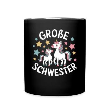 Ich werde eine große Schwester Einhorn - Tasse einfarbig - Schwarz - Vorne