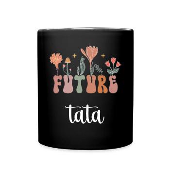Zukünftige Tante Boho Bohème Blumen Geschenk Tante - Tasse einfarbig - Schwarz - Vorne