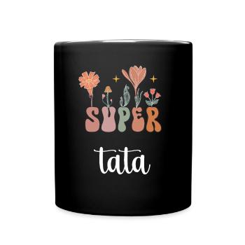 Super Tante Boho Böhmische Blumen Geschenk Tante - Tasse einfarbig - Schwarz - Vorne