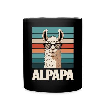Papa Alpaga Papa Drôle Lama Cadeau de Fête des Pères - Mug uni - noir - Devant
