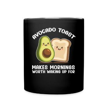 Avocado Toast Liebhaber Vegetarisches Essen Guacamole - Tasse einfarbig - Schwarz - Vorne