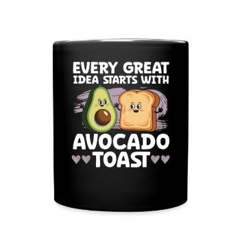 Avocado Toast Liebhaber Vegetarisches Essen Guacamole - Tasse einfarbig - Schwarz - Vorne