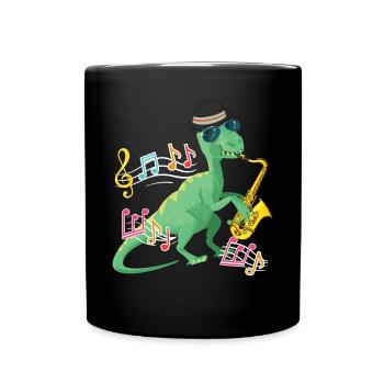 Saxophones T-Rex Jazz - Full Colour Mug - black - Front