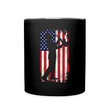 Saxophones American Flag - Full Colour Mug - black - Front