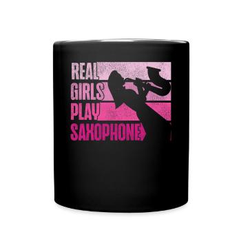 Saxophone Retro Vintage Real Girls - Full Colour Mug - black - Front