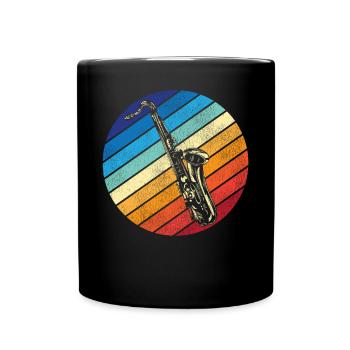 Saxophone Retro Vintage - Full Colour Mug - black - Front