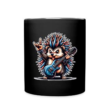 Igel Rock and Roll Gitarrist - Tasse einfarbig - Schwarz - Vorne