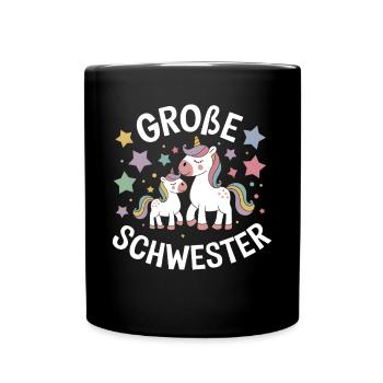 Ich werde eine große Schwester Einhorn - Tasse einfarbig - Schwarz - Vorne