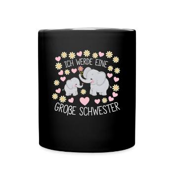I'm going to be a big sister elephant - Full Colour Mug - black - Front