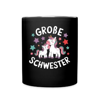 Ich werde eine große Schwester Einhorn - Tasse einfarbig - Schwarz - Vorne