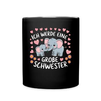 I'm going to be a big sister elephant - Full Colour Mug - black - Front