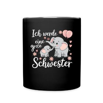 I'm going to be a big sister elephant - Full Colour Mug - black - Front