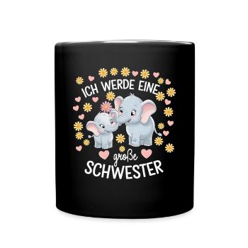 I'm going to be a big sister elephant - Full Colour Mug - black - Front