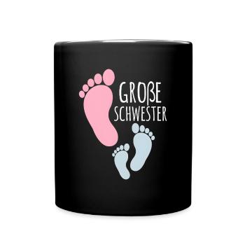 Big Sister Little Brother Footprints - Full Colour Mug - black - Front