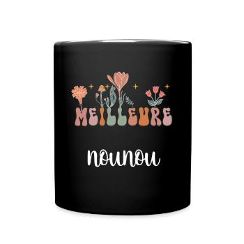Best Boho Bohemian Nanny Flowers Nanny Gift - Full Colour Mug - black - Front