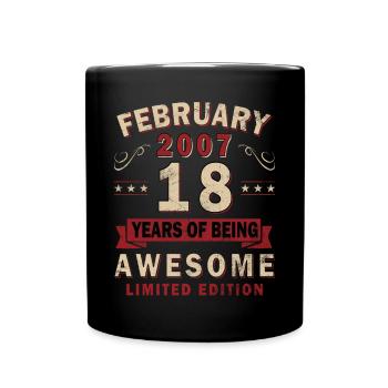18. Geburtstag Geschenk Mann Original Februar 2007 - Tasse einfarbig - Schwarz - Vorne