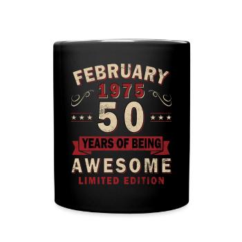 50th Birthday Gift Husband Original February 1975 - Full Colour Mug - black - Front