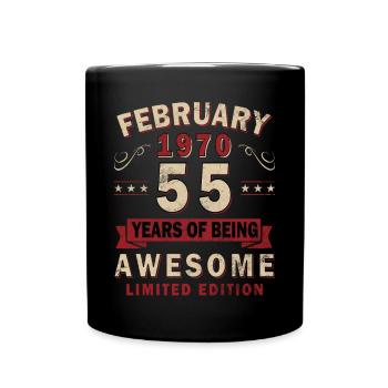 55ème anniversaire cadeau mari Original février 1970 - Mug uni - noir - Devant