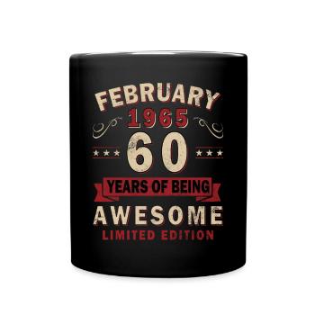 60. Geburtstag Geschenk Mann Original Februar 1965 - Tasse einfarbig - Schwarz - Vorne