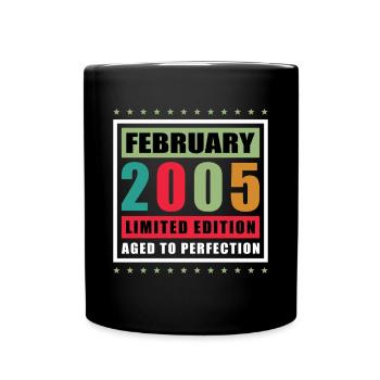 Februar 2005| Jubiläum 2005 Jahrgang Februar - Tasse einfarbig - Schwarz - Vorne