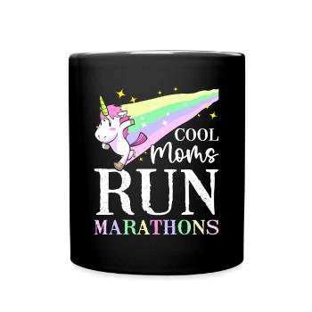 Cool Moms Run Marathons Female Runner Running - Full Colour Mug - black - Front